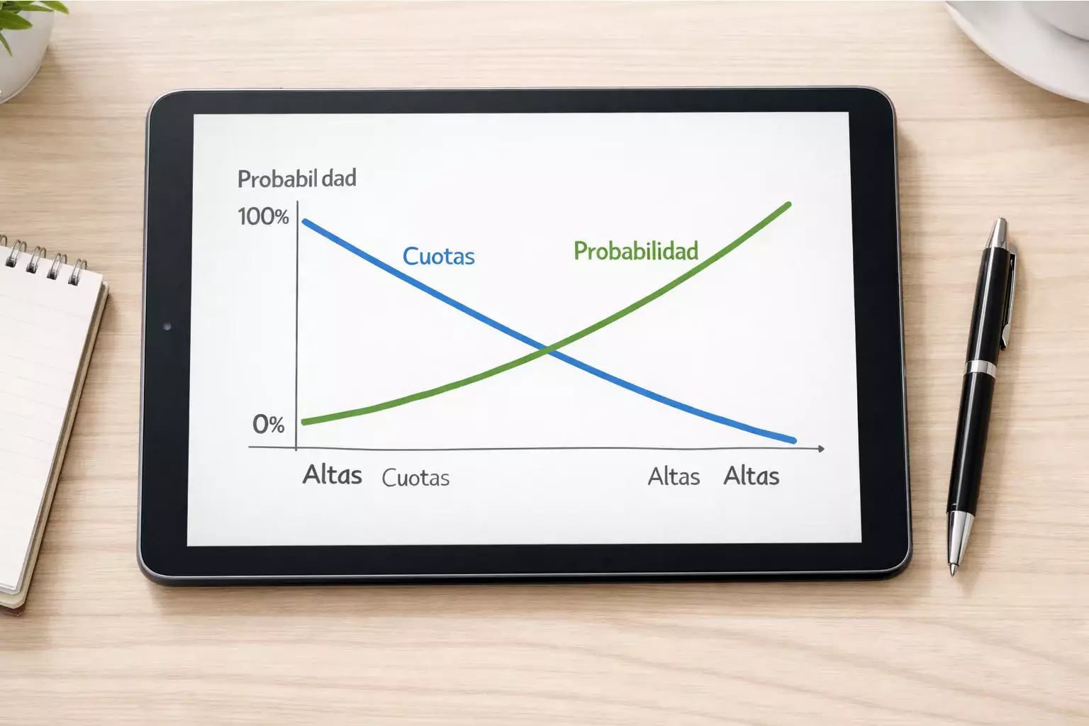 Gr&aacute;fico simple mostrando relaci&oacute;n entre cuotas y probabilidad